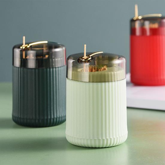 Automatic Popping Toothpick Dispenser Push Button Toothpick Holder Portable Home Office Restaurant Desktop Toothpick Organizer Container