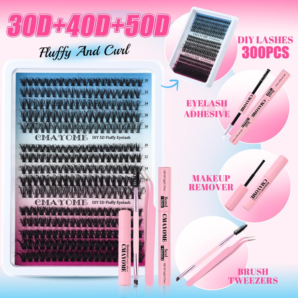 Thick 300-Cluster D-Song Mixed False Eyelash Set 10-18M Curled Diy Segmented Eyelashes