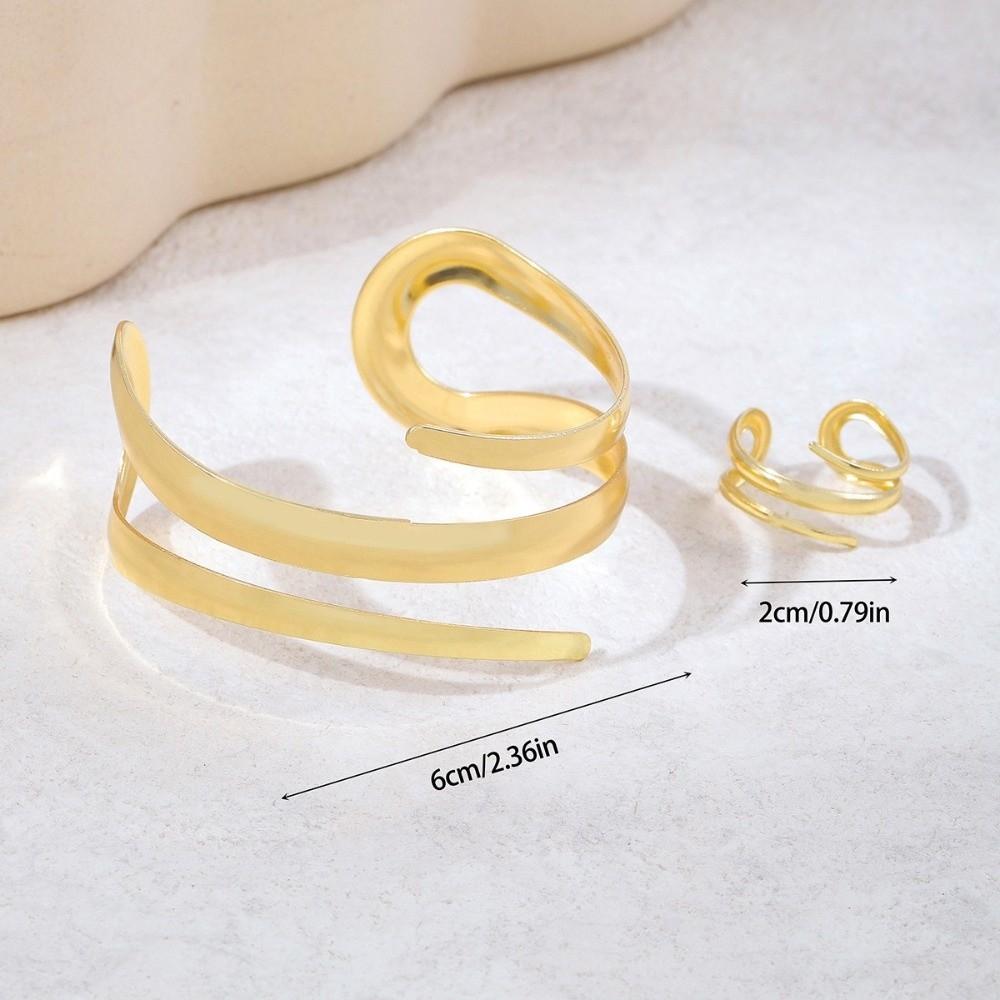 2Pcs/Set Elegant Hollow Snake Armlet Minimalist Geometric Ring Multi-layer Jewelry Set Parties