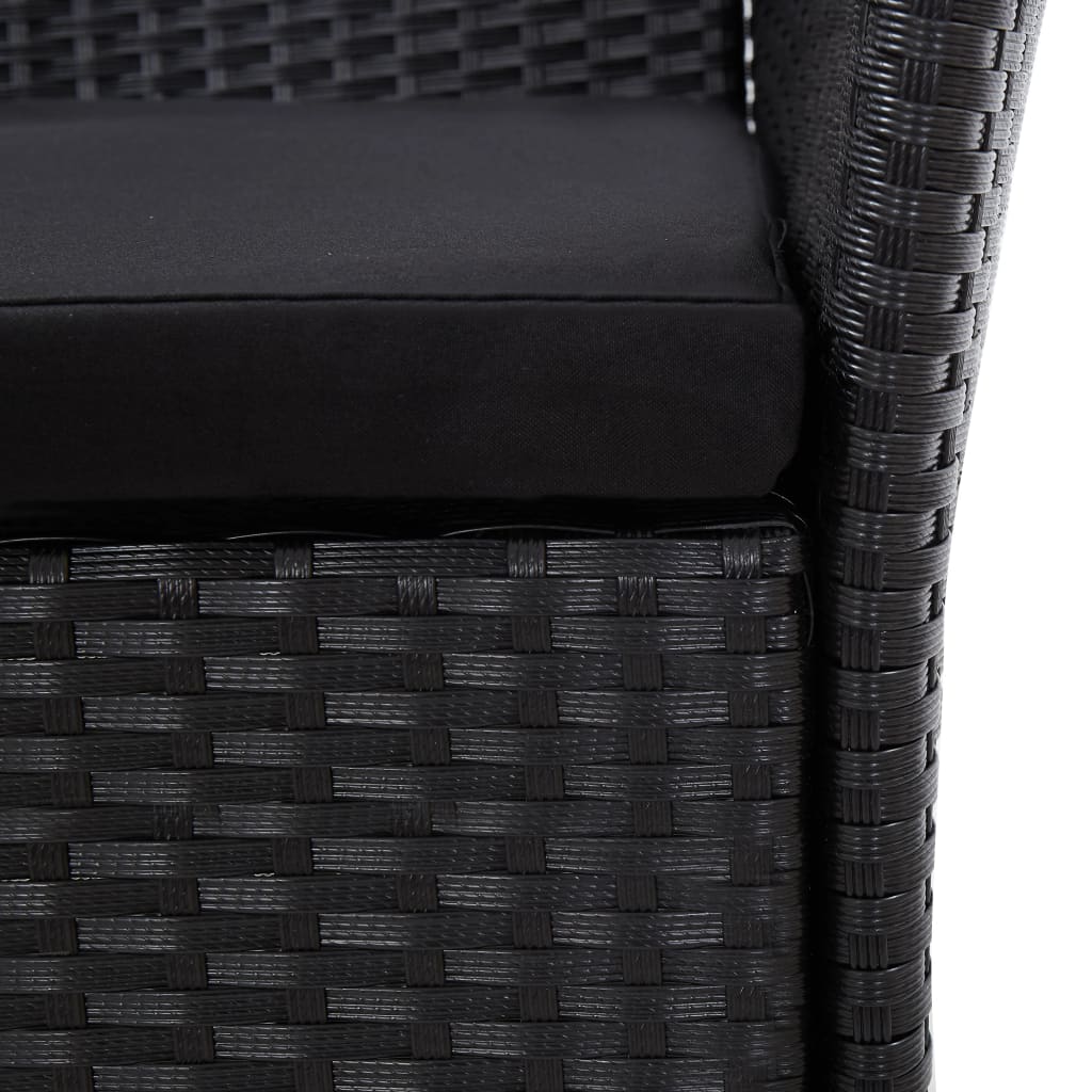 9 piece Garden Dining Set Poly Rattan Black