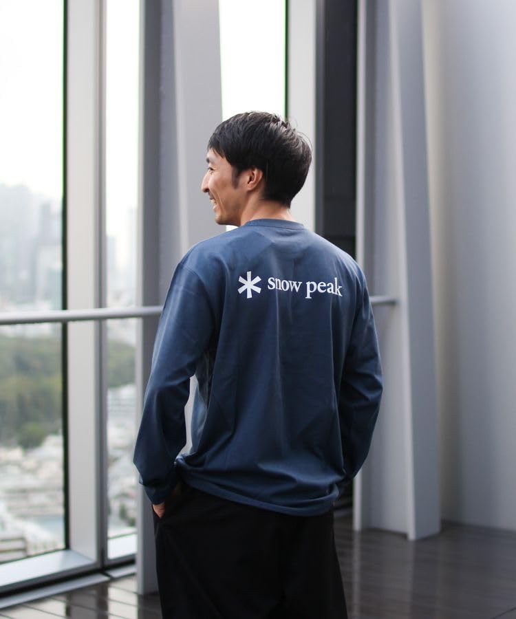 Snow Peak SP Logo Pocket Cut and Long and Size XL L/S T-Shirt EC-TS-25AU014, Sew, Sleeve, T-Shirt, Men's Women's, Navy,