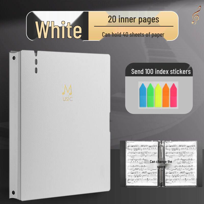 Black Non-Reflective Sheet Music Clip & Folder for Piano and Drum Stands with Transparent Insert Pages
