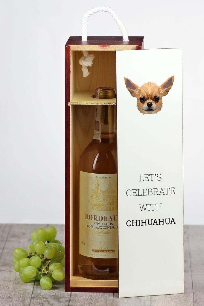 Kurzhaariger Chihuahua - Geometrische Box Mit Foto Und Schriftzug Für Wein Marke Art-Dog