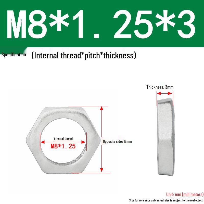GB808 White Zinc Hex Thin Nut, Fine Thread, Lamp-Type, M6-M30
