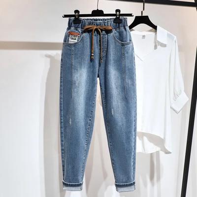 Women's Plus Size Cotton Elastic Force Denim Pants High Waist Jeans Woman Jeans Harem Pants