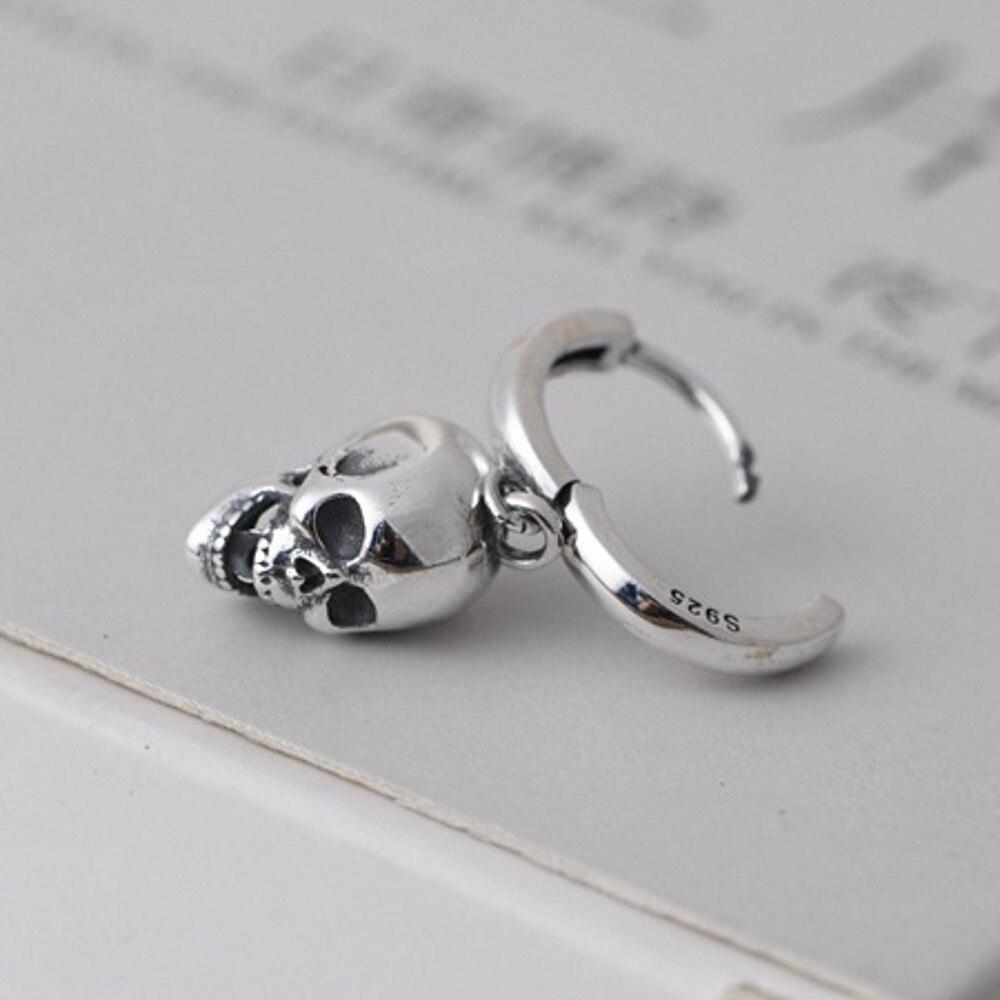2020 New 100 %Real S925 Pure Silver Fashion Jewelry Woman Earrings Vintage Thai Silver Skull Bell Earrings Woman 
