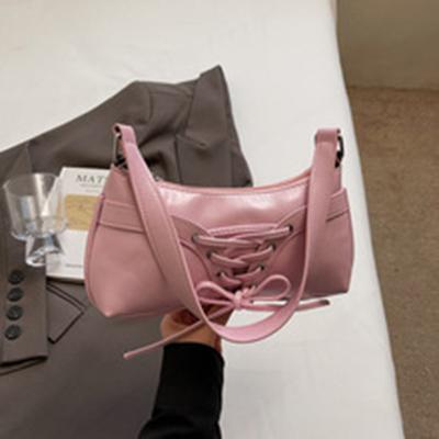 Ballet Inspired Sling Bag with Crisscross Strap Sweet Cool Style Pure Color Underarm Purse for Daily Fashi Shoulder Bag