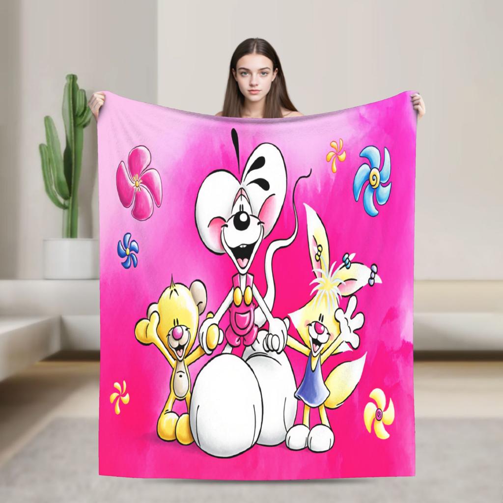 Kawaii Diddl Flanelldecke Warm Weiche Überwurfdecke für Wohnkultur Reise Büro Street Trend Tagesdecke Sofa Bettbezug