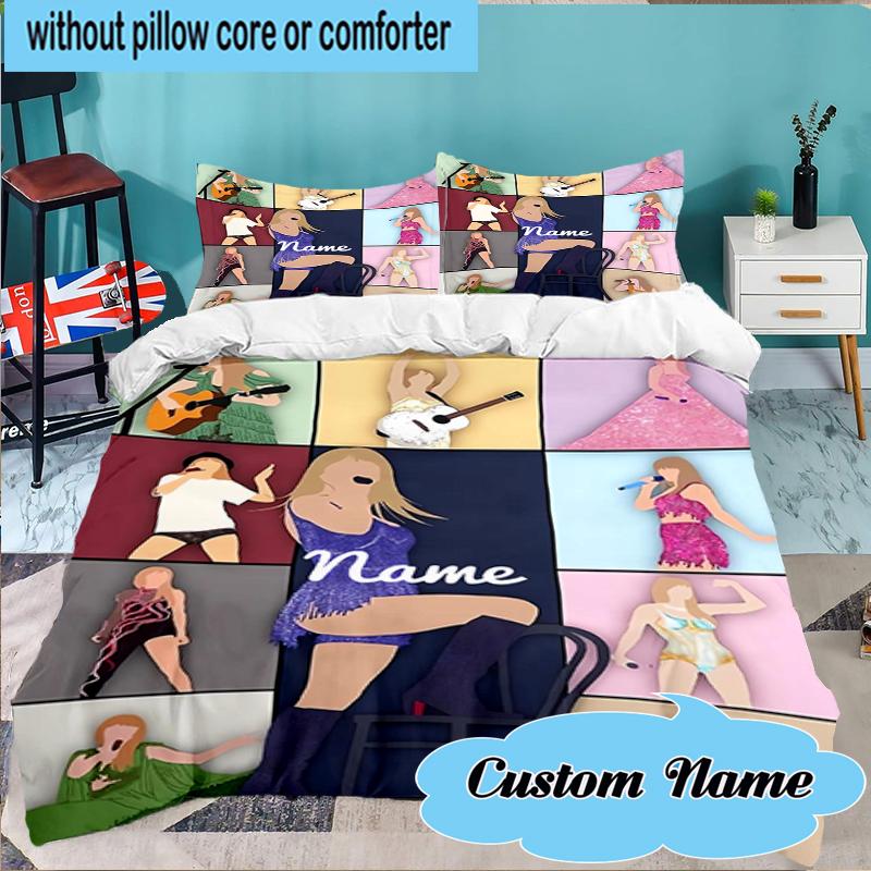 Custom Name Top singer Taylor Bedding Set 3pcs, Bedding Set Including 1pc Duvet Cover And 2pcs Pillowcases for Bedroom, Dormitory Gift