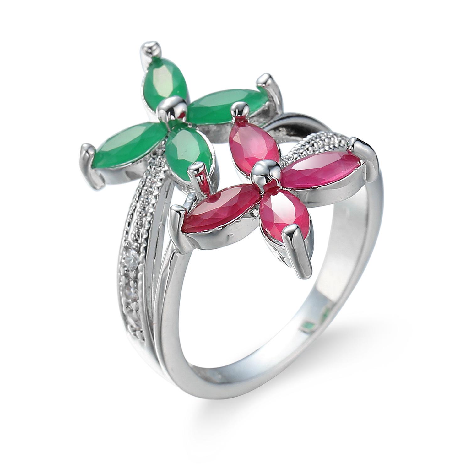 

European and American Creative Frosted Zircon Marquise Cut Diamond Ring for Women Size 9