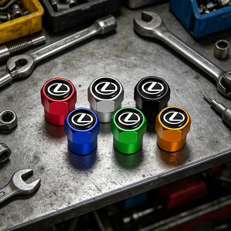 4Pcs/Set Car Valve Stem Caps Cover Badge Car Accessories For Lexus IS250 IS200 CT200h GS300 LS430 RX450h LX570 IS300 ES RX LS