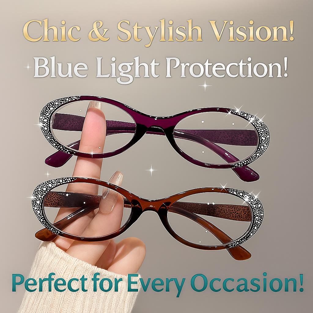 Luksuriøse diamantlesebriller Trendy nye Far Sight-briller for kvinner Menn Blått lysblokkerende briller for alderssynthet +1,0+1,5+4,0