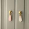 Nordic Style Brass Handle Pink Crystal Drawer Knobs Furniture Hardware  Dresser Drawers