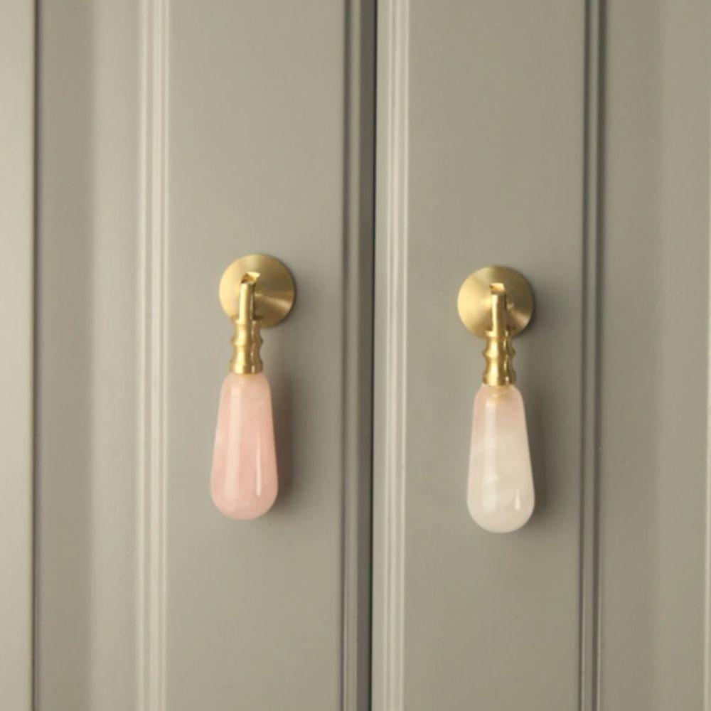 Nordic Style Brass Handle Pink Crystal Drawer Knobs Furniture Hardware Dresser Drawers