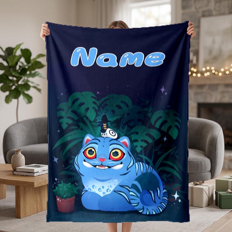 Derpy Tiger Custom Flannel Blankets Soft Warm Cozy Throws for Home Decor Holiday Gifts