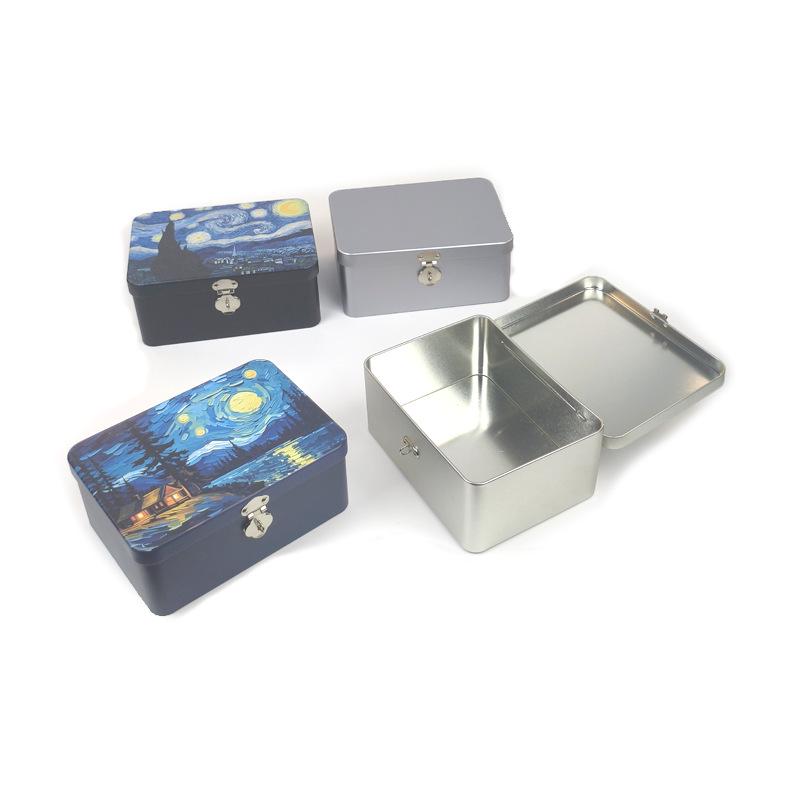 Children's Password Lock Storage Tin Box - Metal Iron Flip-Top Square Container