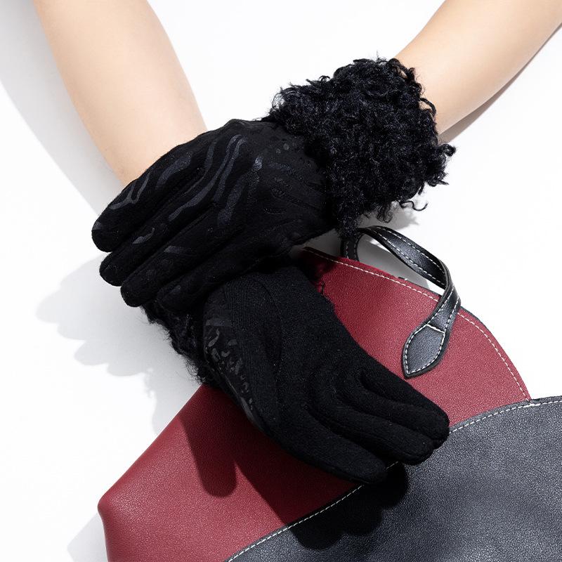 Women's Gloves Winter Cycling and Driving Anti-slip and Warm Finger Gloves  Touch Screen Outdoor Sports Wool Gloves