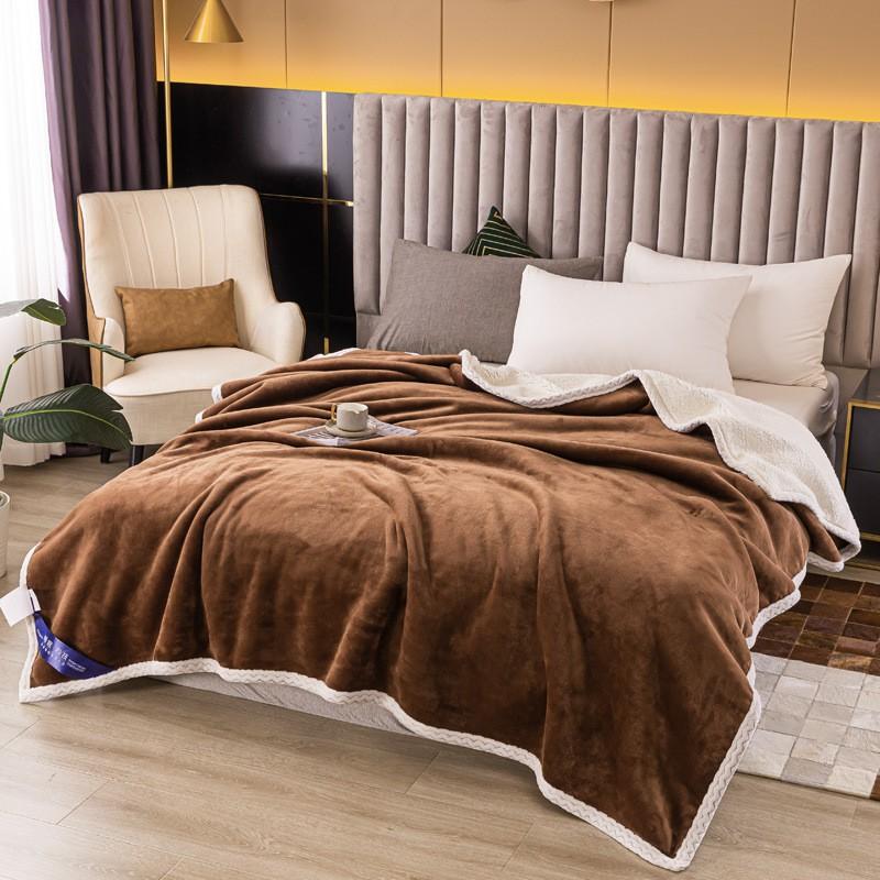 Soft Fleece Blanket Bed Sofa - Thick Warm Solid Color Plush Throw With Neat Edge Binding