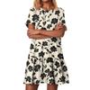Women's Fashion Casual Round Neck Short Sleeve Ruffled Vintage Printed Dresses