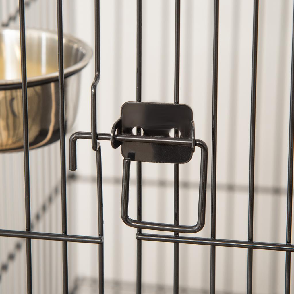 Bird Cage with Rolling Stand, Removable Tray & Feeders for Canaries Parakeets, 50x58x137-145 Cm, Black