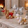Vergulde Poedel Kerstversiering - Geschilderde Puppy Decoratie voor Binnengebruik