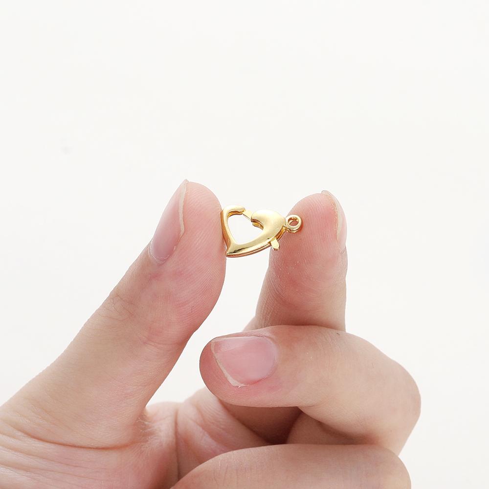 10pcs/lot 14K 18K Gold Plated Heart Shape Lobster Clasps 10mm/13mm Heart Locks Clasp For Bracelet Necklace Jewelry Making