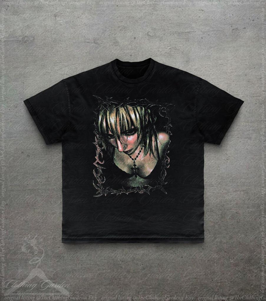 Goth Y2k Graphic Tee, Dark Art T-Shirt for Women Men, Around The Fur Style Graphic Shirt, Y2K Grunge Alt Girl Top, Grunge Metal T-shirt