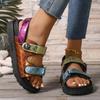 Bright Colored Upper Sandals with Comfortable Interior Velcro with Eagle Shaped Edges Thick Sole Large Size Flat Beach Sandals