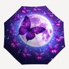 1pc Purple Moonlit Butterflies Umbrella with Plastic Handle,Suitable for All Seasons UmbrellaPT504