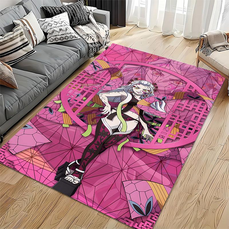 Anime-Inspired Pink Carpet Design suitable as a non-slip mat for the living room or bedroom sofa