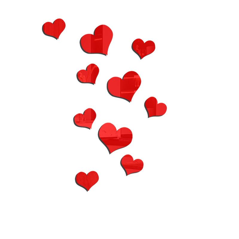 10pcs Love Hearts Mirror Wall Sticker Durable DIY Simple Wall Stickers Decal Removable Paster for Living Room Art Home Decor