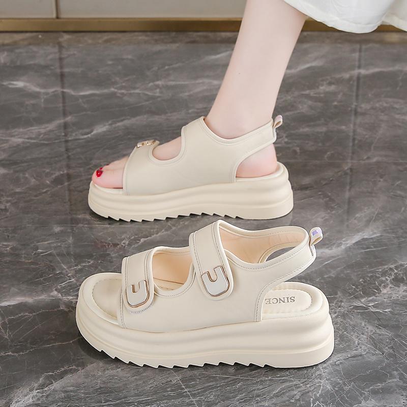 Fashion 2025 Summer Wedge Sandals for Women New Fashion Anti-Slip Beach Shoes for Women Lightweight Casual Thick-Soled Plus Size Sand Fo