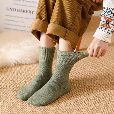 5 Paar Wintersocken für Damen, dicke, warme Wollsocken, Retro-Kälteschutz, modisch, lässig, einfarbig, Kaschmirsocken