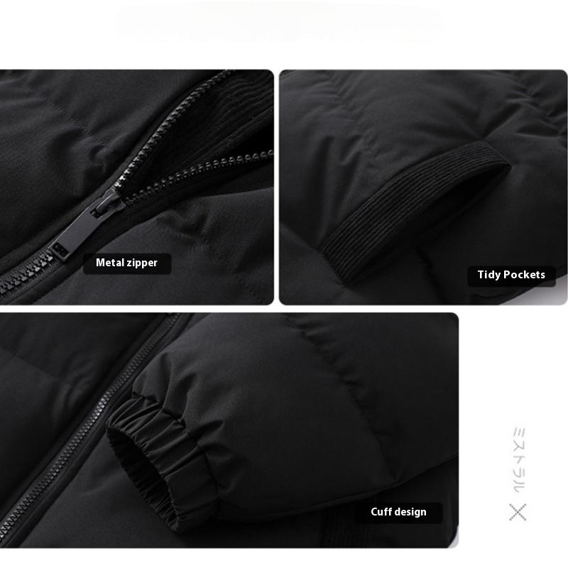 Winter Thickened Fleece Jacket Color Matching Puffer Jacket Stand Collar Short Couple Casual