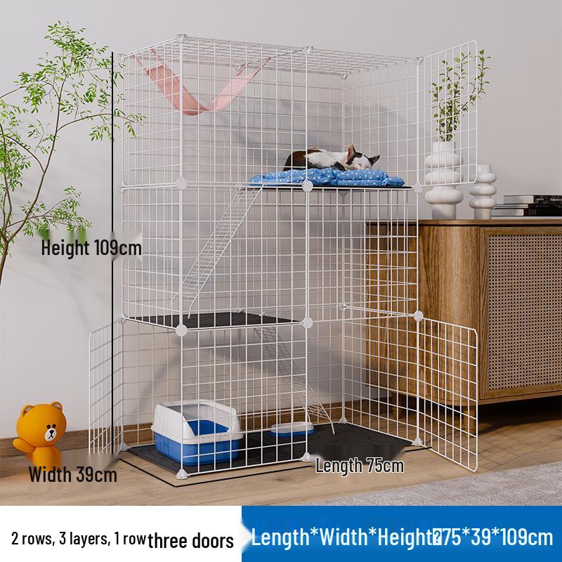 DIY Spacious Indoor Cat Iron Mesh Villa with Litter Box Space
