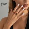 Resin Smudged Texture Ring Retro Style Finger Ring Adjustable Open