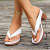 2025 New Gold High Heels Flip Flops Women Outdoor Clip Toe Thick Heeled Sandals Woman Lightweight Plus Size Summer Slippers 43