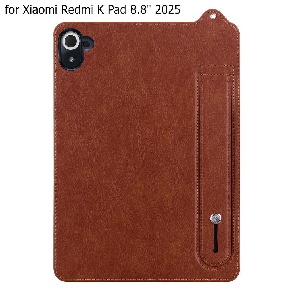 Housse en Cuir PU à Rabat pour Xiaomi Redmi K Pad 8.8 Pouces 2025 Étui de Tablette Coque Arrière en TPU Souple Bracelet Support Étuis Plats Anti-chute