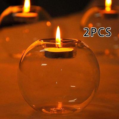 2 stück Glas Teelicht Kerzenhalter Durchmesser 12cm Runde Transparent Hochzeit Mittelstücke für