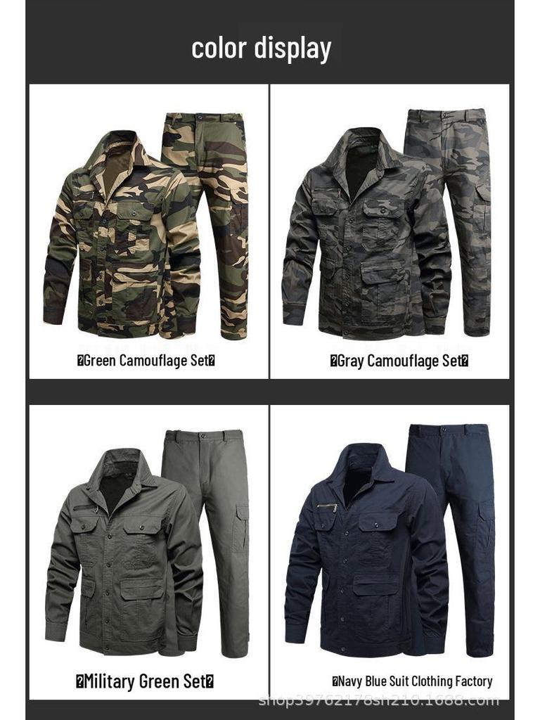 Men's Summer Long Sleeve Camouflage Cotton Workwear: Flame Retardant, Wear-Resistant, Ideal for Welding and Auto Repair