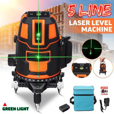 5 Line Green Light Laser Machine Laser Level Horizontal & Vertical Black + Orange 19x8cm