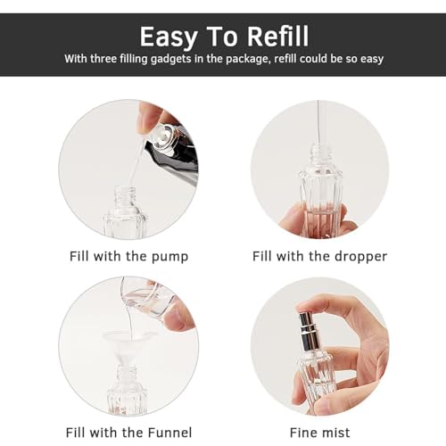 14-Pack Clear Perfume Spray Bottles, 15ml Portable Fine Mist Spray, Empty Refillable Travel Perfume Bottles (15ml, Silver)