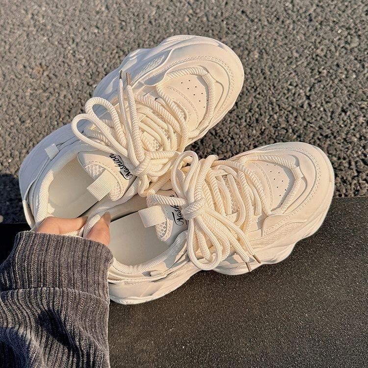 Thick-soled Heightening Daddy Shoes Women's Spring and Autumn Korean Version of The Fried Street Show Feet Small Casual Sports Shoes