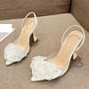 Fashion Eilyken Designer Slingbacks Pointed Toe Flower PVC Transparent Women Pumps Crystal High Heels Party Elegant Female Shoes