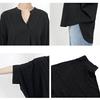 Loose Chiffon Short Wrinkle Casual [Ailiyumo] Women's Shirt, Fit, V-Neck Blouse, Office, Top, Sleeve, Plain, Resistant, Slimming,