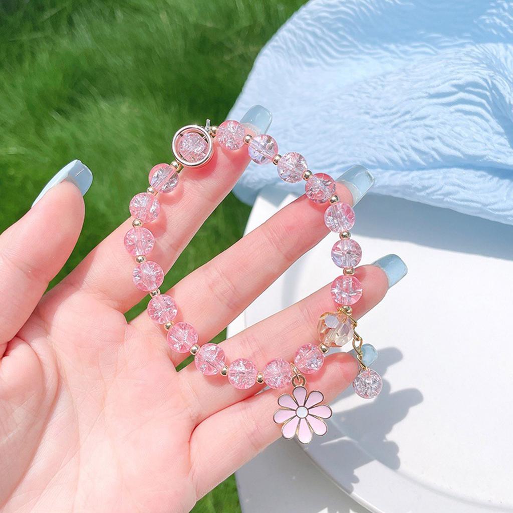 Cute Popcorn Crystal Beaded Women Bracelet Daisy Flower Pendant Fashion Bracelet Mom Girlfriend Valentine's Day Gift