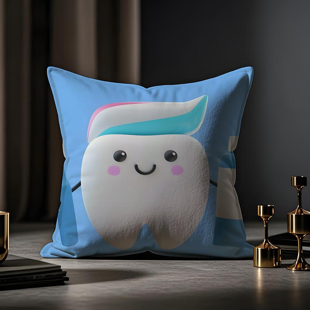 Cuscino per Divano Novità Clinica Dentale Dente Anime Federa Anti-acaro Cerniera Invisibile Morbido Peluche Corto