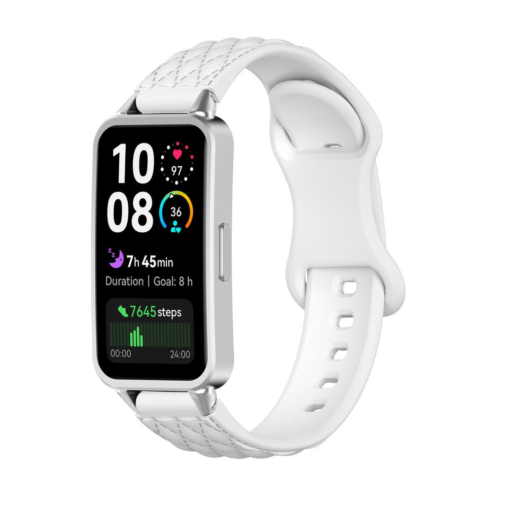 Diamond Patterned Butterfly Buckle Silicone Waterproof Strap Suitable for Huawei Wristband 11/11 Pro 10 9 8 For HUAWEI Band