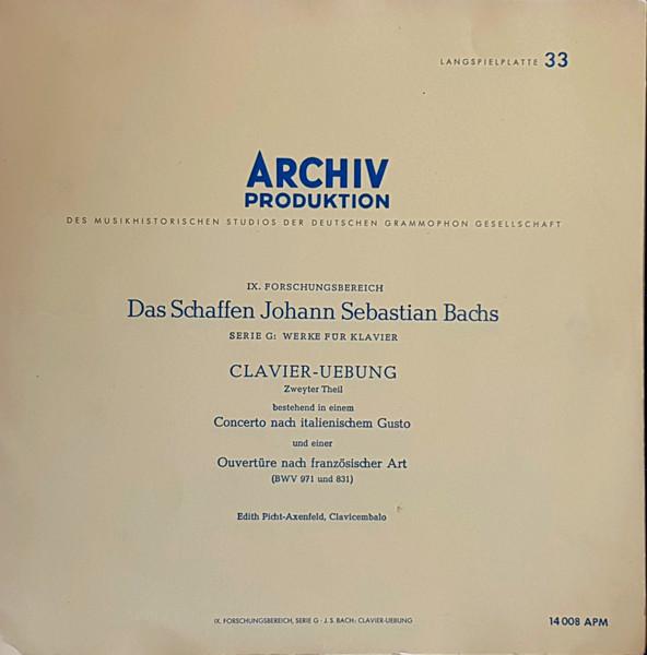 

LP Record JOHANN SEBASTIAN BACH EDITH PICHT Clavierbung Zweyter Theil 14008 Archiv Produkti 1961 Germany Classical Used