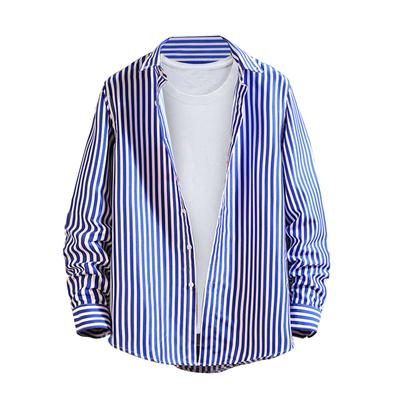 Casual Striped Shirt Men's Fashion Long Sleeve Trend Men's Shirt Korean Men's Plus-size Shirt